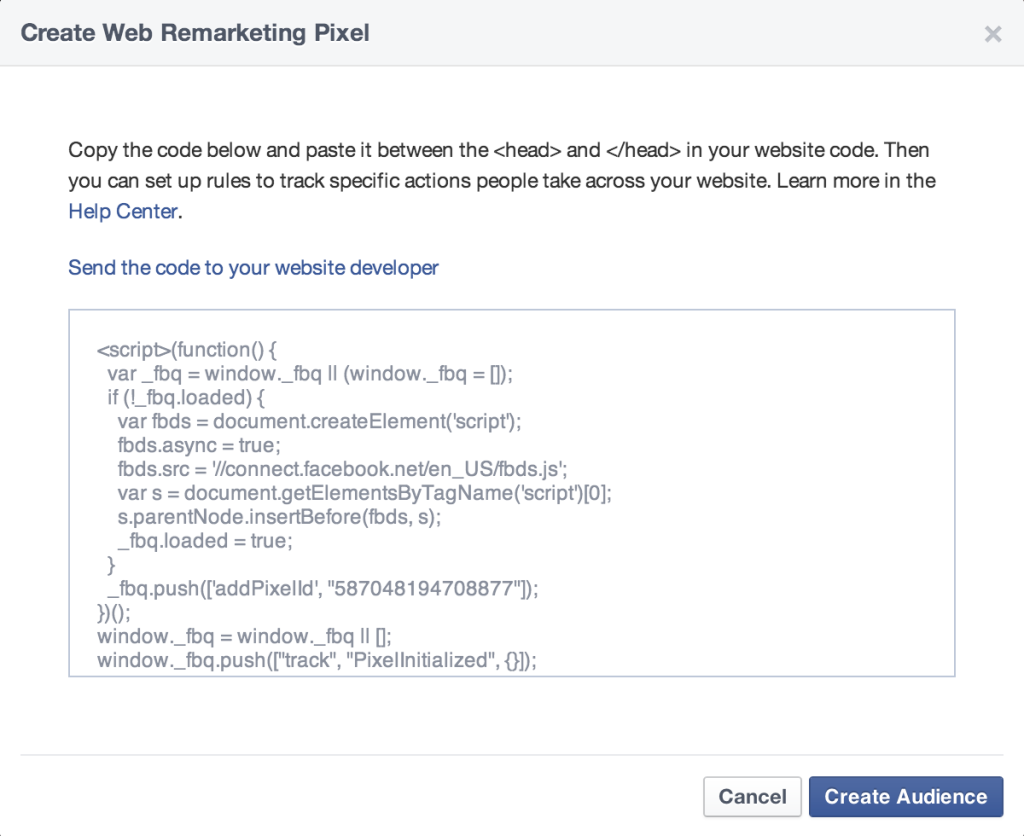 Facebook Remarketing Pixel