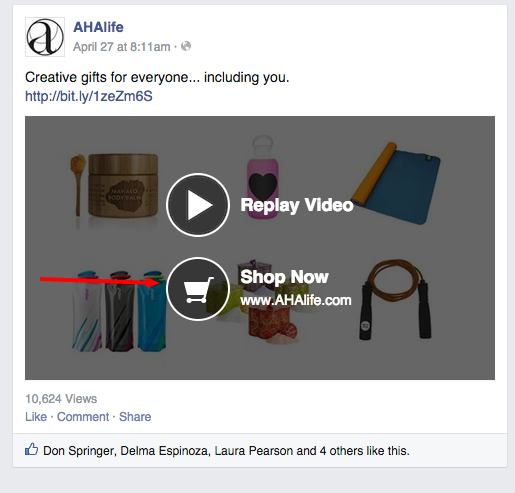 Facebook video ad CTA Shop Now