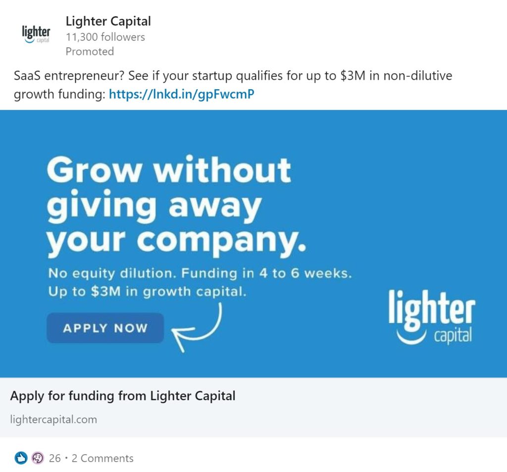 LinkedIn Ad Example LighterCapital