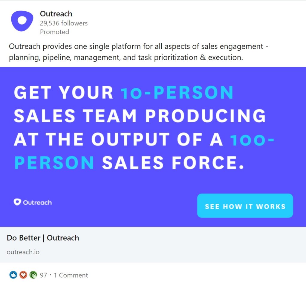 LinkedIn Ads Example Outreach